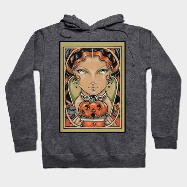 Halloween Queen With Pumpkin Friend Hoodie by Nat Ewert Art